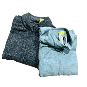 Eddie Bauer Women’s Fleece Quarter Zip Size 2X Gray & Aqua NWT